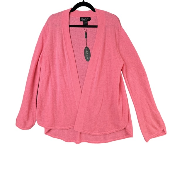 NEW! 100% Cashmere Claudia Nichole Bright Pink Cardigan Sweater Size Large NWT - Picture 2 of 15